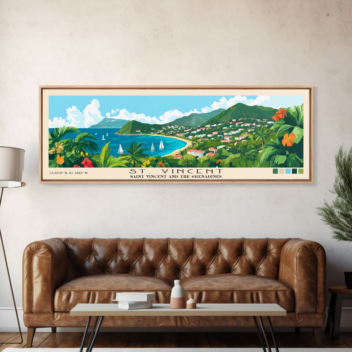 St. Vincent, Saint Vincent and the Grenadines Panoramic Beach Print, Vacation Gift, Saint Vincent and the Grenadines Wall Art, Beach Painting, Beach Decor, Beach Painting