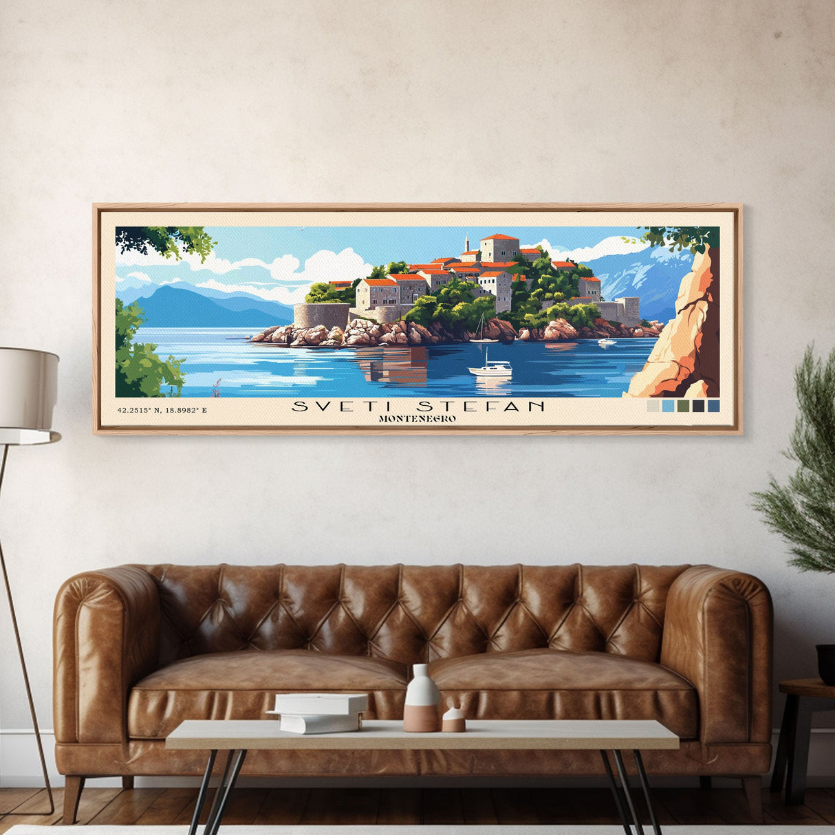 Sveti Stefan, Montenegro Panoramic Print, Vacation Gift, Montenegro Wall Art, Vacation Wall Art, Vacatation Memories, Beach Decor, Beach Or Lakehouse Art