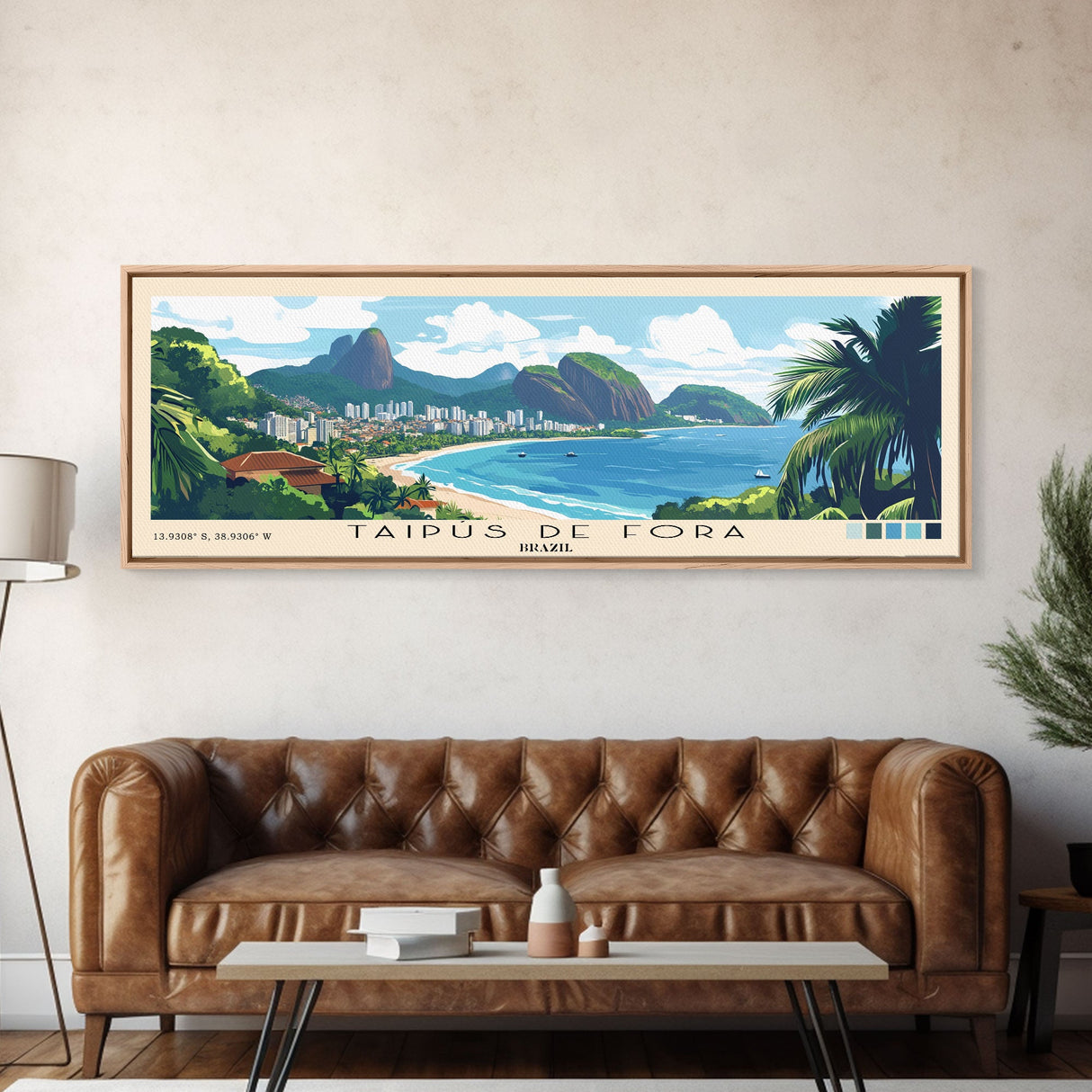 Taipús de fora, Brazil Panoramic Beach Print, Vacation Gift, Brazil Wall Art, Beach Painting, Beach Decor, Beach Painting