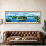 The Thousand Islands, Canada Panoramic Print, Vacation Gift, Canada Wall Art, Beach Painting, Beach Decor, Large Wall Art, Wood Frame Art