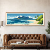 Tikehau, French Polynesia Panoramic Print, Vacation Gift, French Polynesia Wall Art, Beach Painting, Beach Decor, Large Wall Art, Wood Frame Art