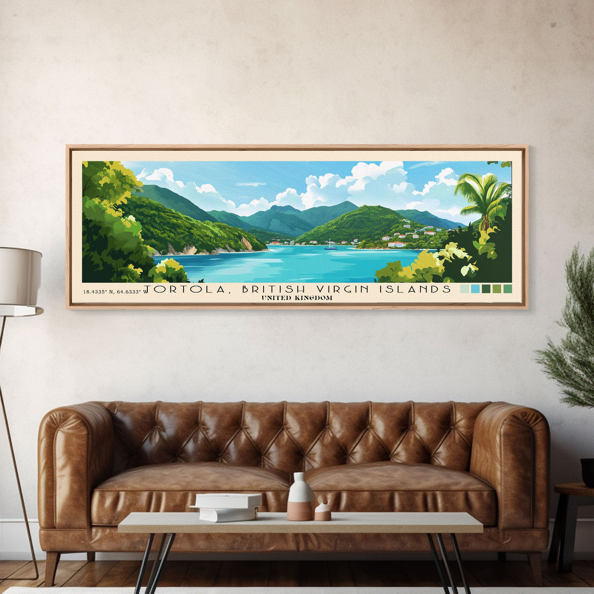 Tortola, British Virgin Islands , United Kingdom Panoramic Print, Vacation Gift, United Kingdom Wall Art, Beach Painting, Beach Decor, Beach Or Lakehouse Art