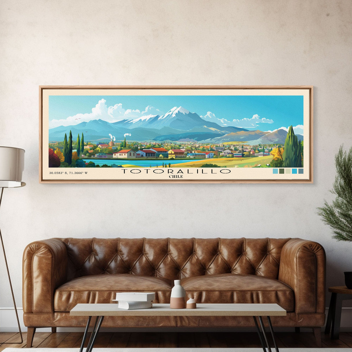 Totoralillo, Chile Panoramic Beach Print, Vacation Gift, Chile Wall Art, Beach Painting, Beach Decor, Beach Painting