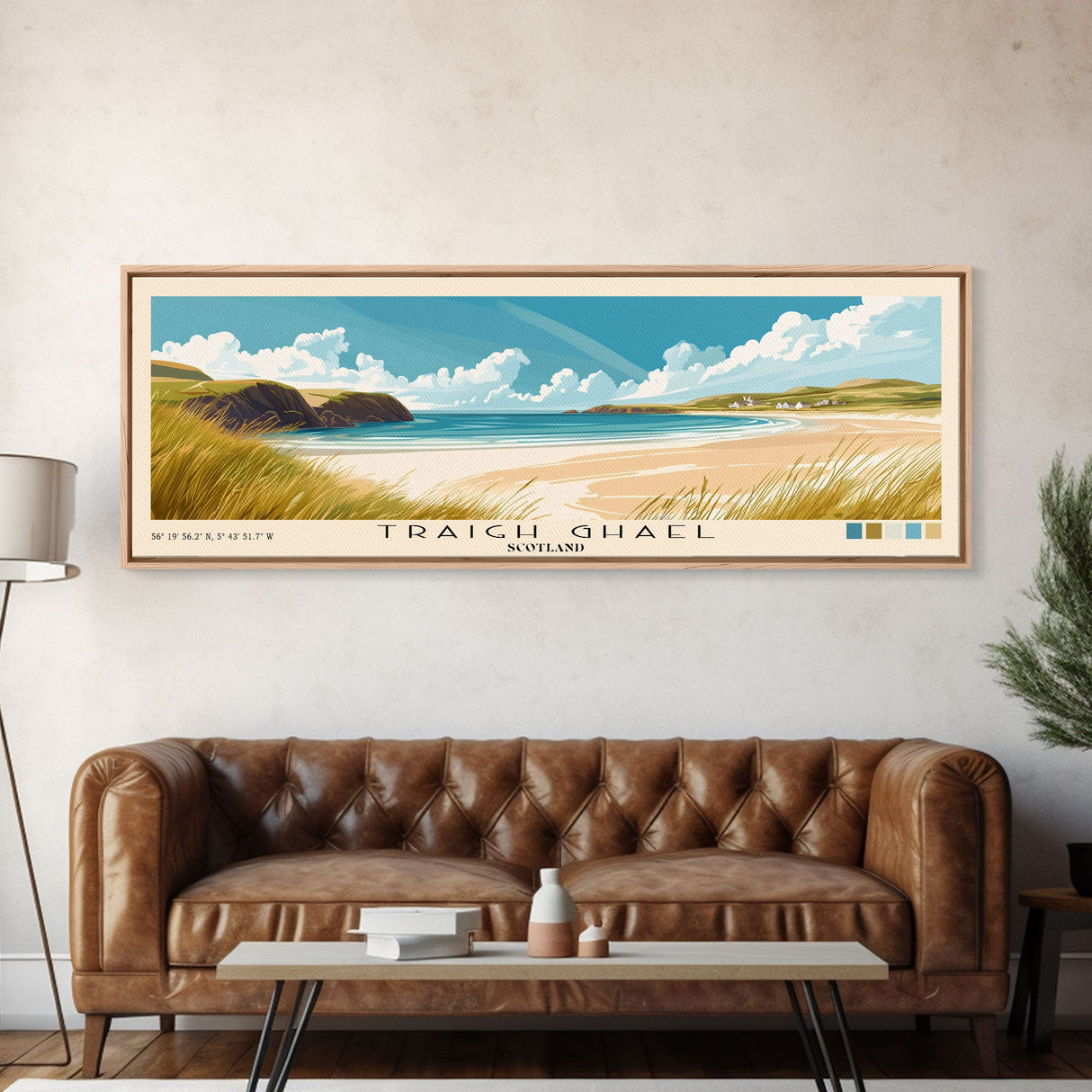 Traigh Ghael, Scotland Panoramic Print, Vacation Gift, Scotland Wall Art, Beach Painting, Beach Decor, Large Wall Art, Wood Frame Art