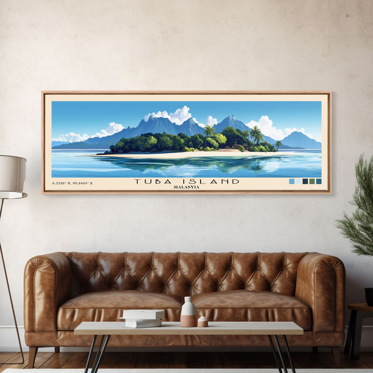 Tuba Island, Malasyia Panoramic Print, Vacation Gift, Malasyia Wall Art, Beach Painting, Beach Decor, Beach Or Lakehouse Art