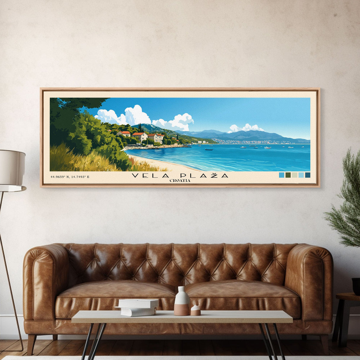 Vela Plaža, Croatia Panoramic Print, Vacation Gift, Croatia Wall Art, Beach Painting, Beach Decor, Beach Or Lakehouse Art