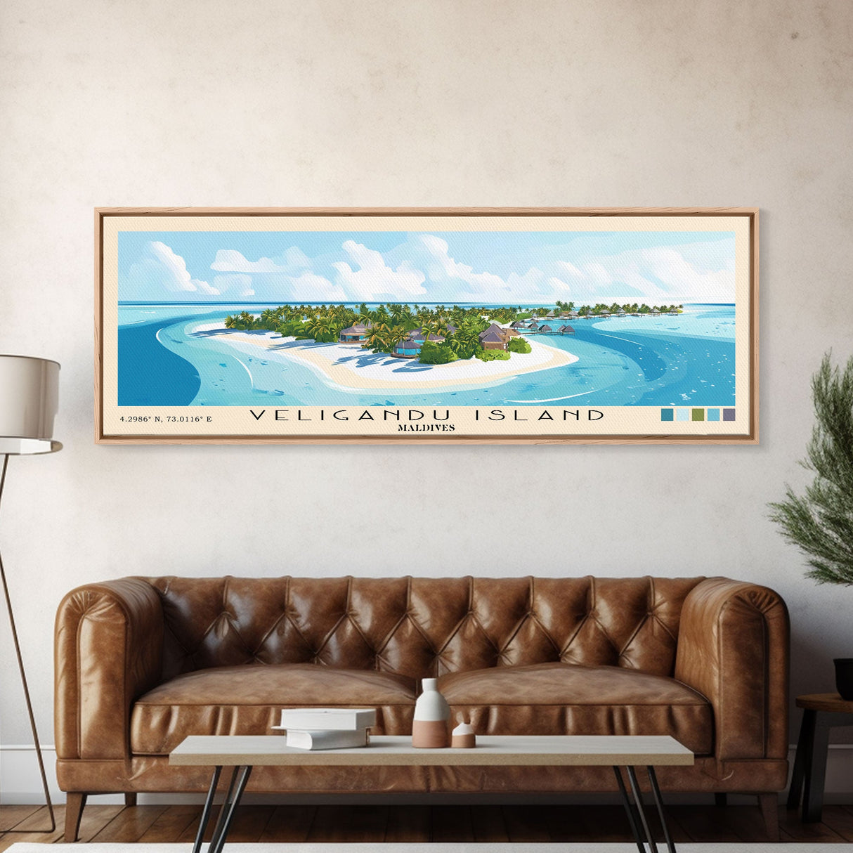 Veligandu Island, Maldives Panoramic Beach Print, Vacation Gift, Maldives Wall Art, Beach Painting, Beach Decor, Beach Painting