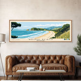 Wainui Beach, New Zealand Panoramic Beach Print, Vacation Gift, New Zealand Wall Art, Framed Canvas Print, Framed Beach Painting