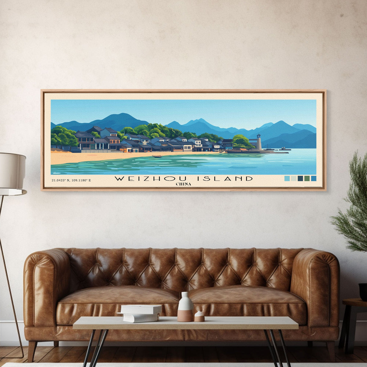 Weizhou Island, China Panoramic Beach Print, Vacation Gift, China Wall Art, Framed Canvas Print, Framed Beach Painting