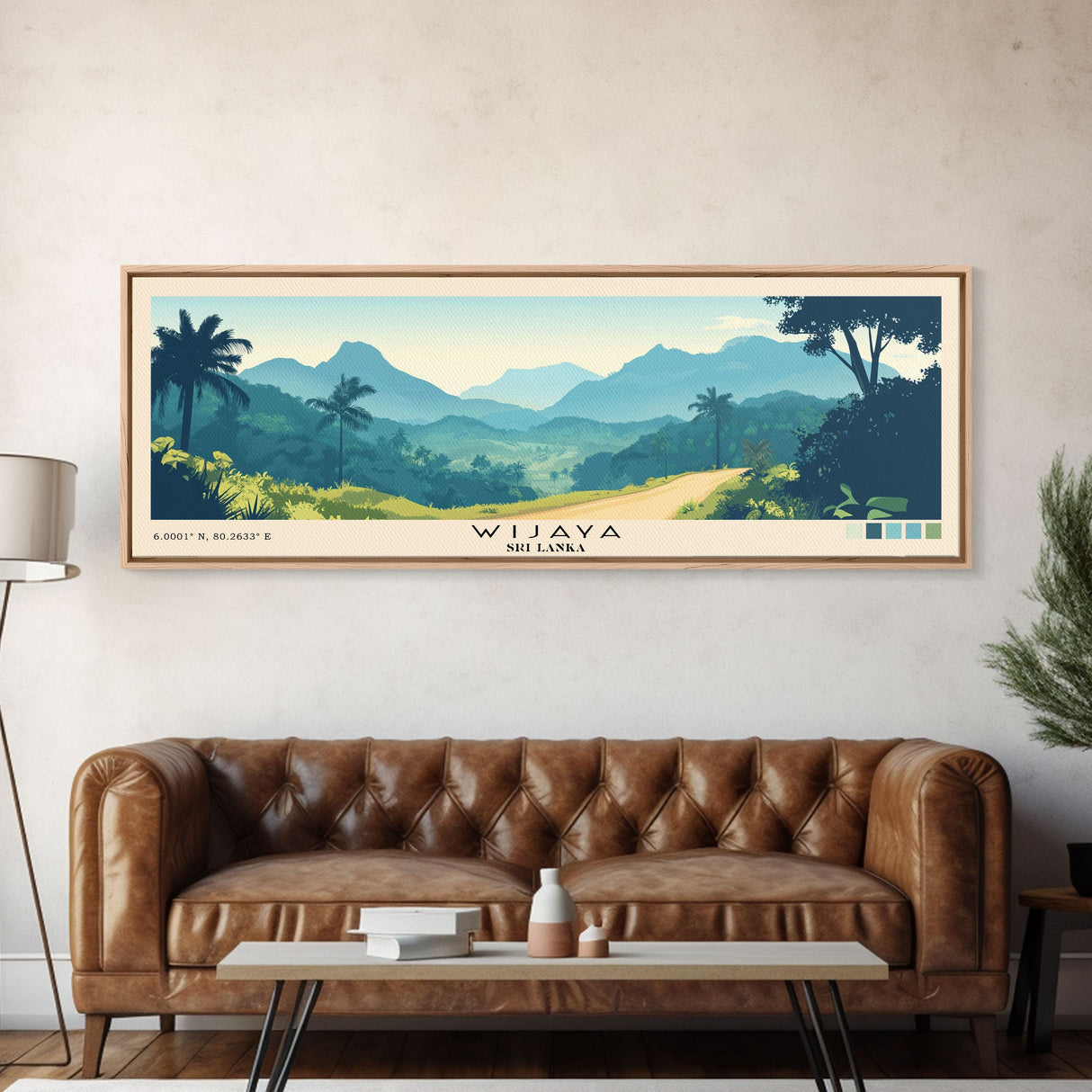 Wijaya, Sri Lanka Panoramic Beach Print, Vacation Gift, Sri Lanka Wall Art, Framed Canvas Print, Framed Beach Painting