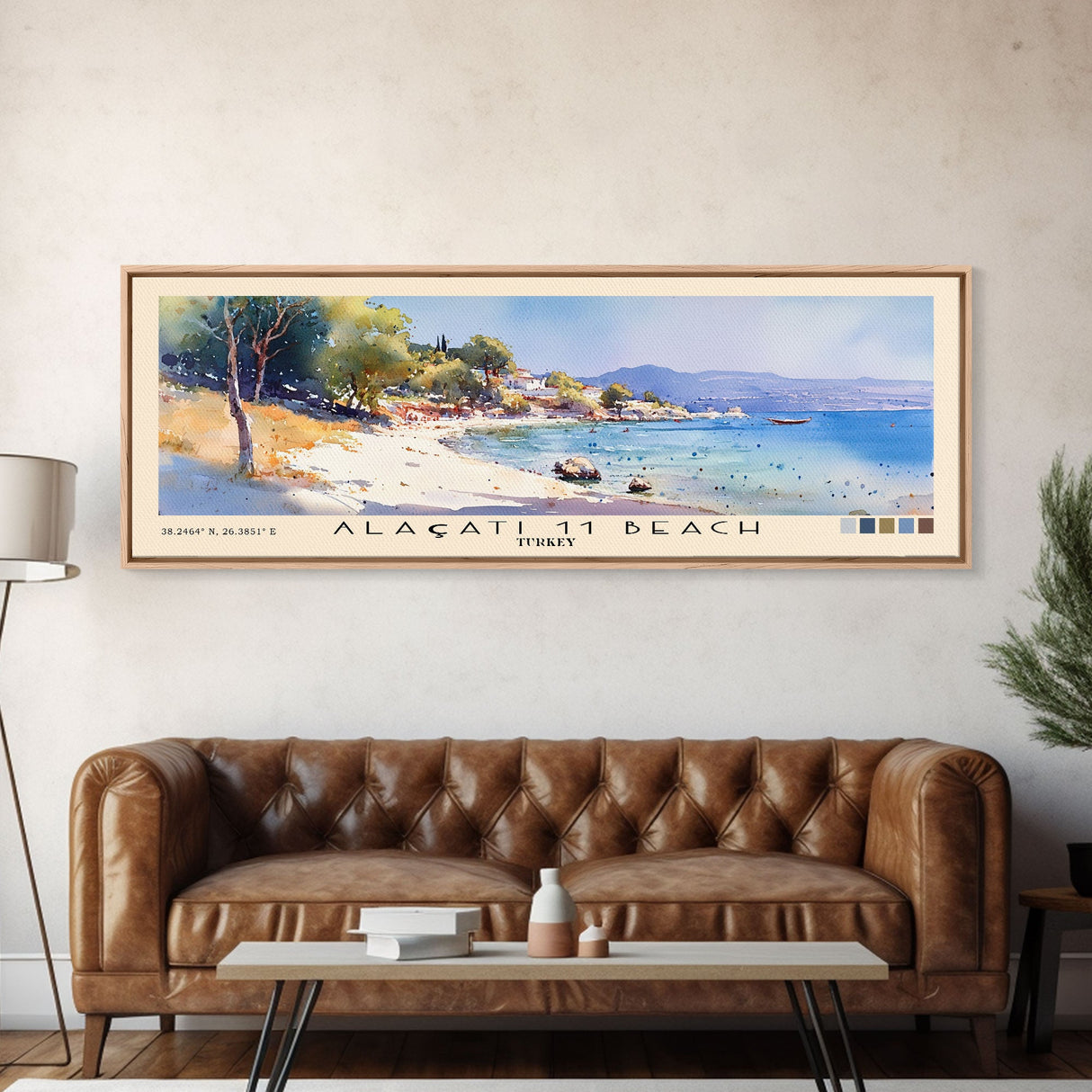 Alaçatı 11 Beach, Turkey Watercolor Beach Print, Vacation Gift, Turkey Wall Art, Beach Painting, Beach Decor, Beach Painting