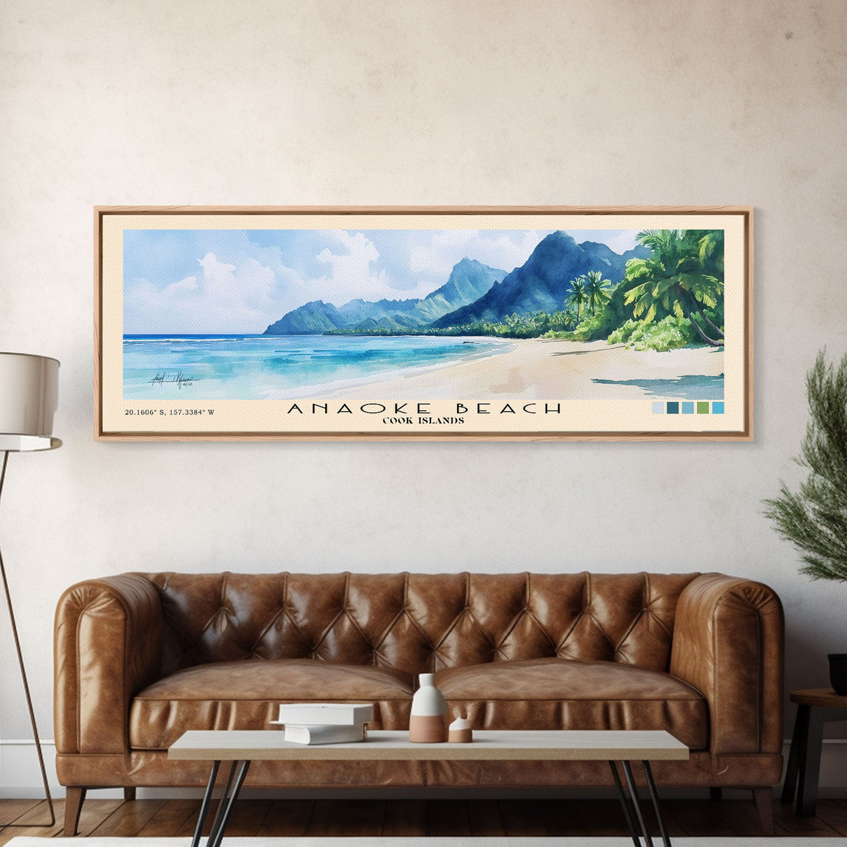 Anaoke Beach, Cook Islands Watercolor Beach Print, Vacation Gift, Cook Islands Wall Art, Beach Painting, Beach Decor, Beach Painting