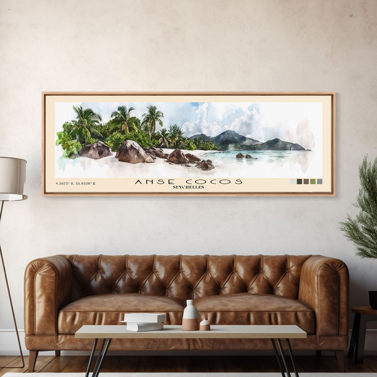 Anse Cocos, Seychelles Watercolor Beach Print, Vacation Gift, Seychelles Wall Art, Beach Painting, Beach Decor, Beach Painting