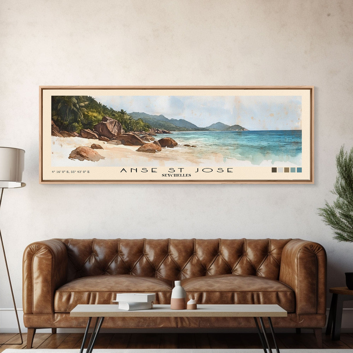 Anse St Jose, Seychelles Watercolor Beach Print, Vacation Gift, Seychelles Wall Art, Beach Painting, Beach Decor, Beach Painting