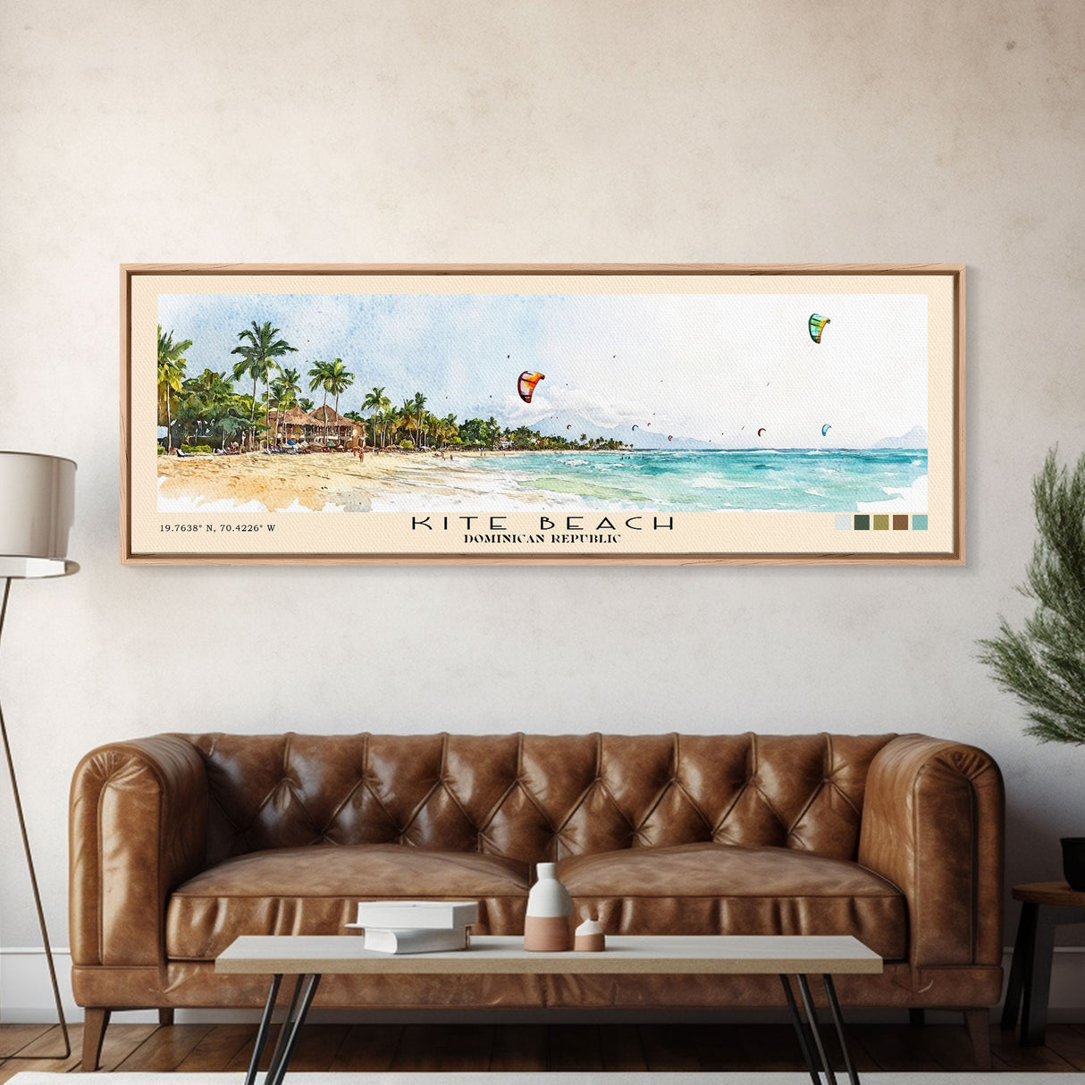 Kite Beach, Dominican Republic Watercolor Beach Print, Vacation Gift, Dominican Republic Wall Art, Framed Canvas Print, Framed Beach Painting