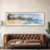 Koggala, Sri Lanka Watercolor Beach Print, Vacation Gift, Sri Lanka Wall Art, Framed Canvas Print, Framed Beach Painting