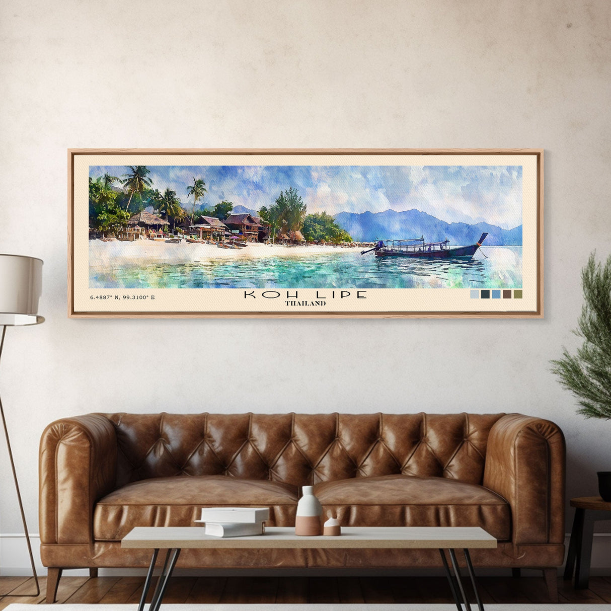 Koh Lipe, Thailand Watercolor Beach Print, Vacation Gift, Thailand Wall Art, Framed Canvas Print, Framed Beach Painting