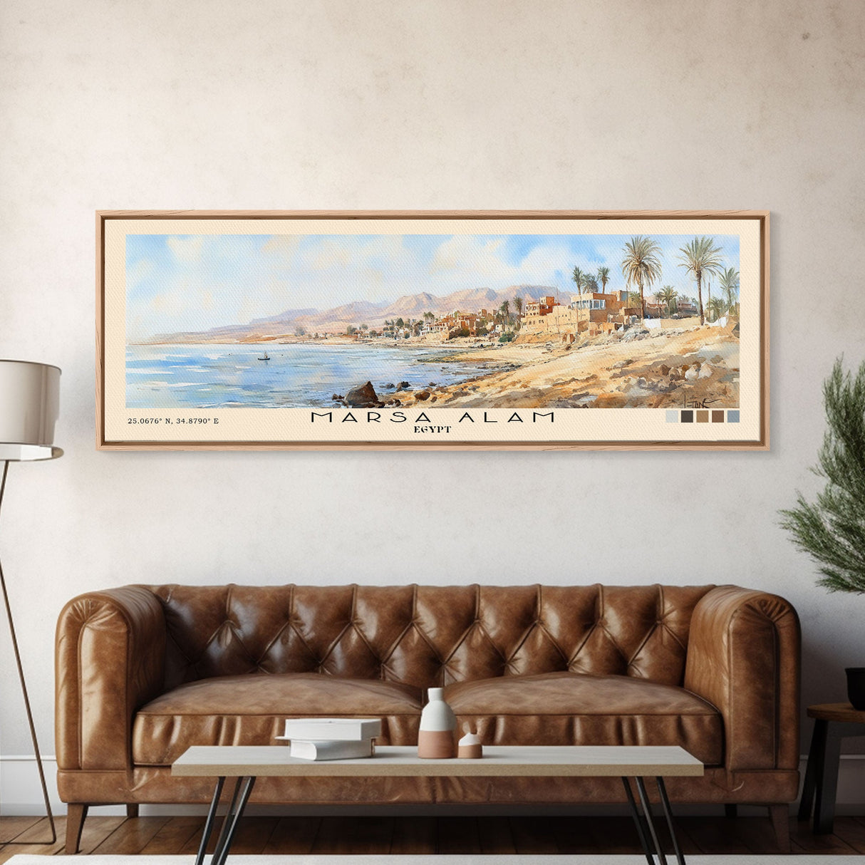 Marsa Alam, Egypt Watercolor Print, Vacation Gift, Egypt Wall Art, Beach Painting, Beach Decor, Large Wall Art, Wood Frame Art