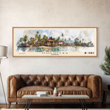 Moluccas, Indonesia Watercolor Beach Print, Vacation Gift, Indonesia Wall Art, Framed Canvas Print, Framed Beach Painting