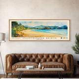 Montezuma Beach, Costa Rica Watercolor Beach Print, Vacation Gift, Costa Rica Wall Art, Framed Canvas Print, Framed Beach Painting