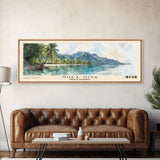 Nuka Hiva, French Polynesia Watercolor Beach Print, Vacation Gift, French Polynesia Wall Art, Framed Canvas Print, Framed Beach Painting