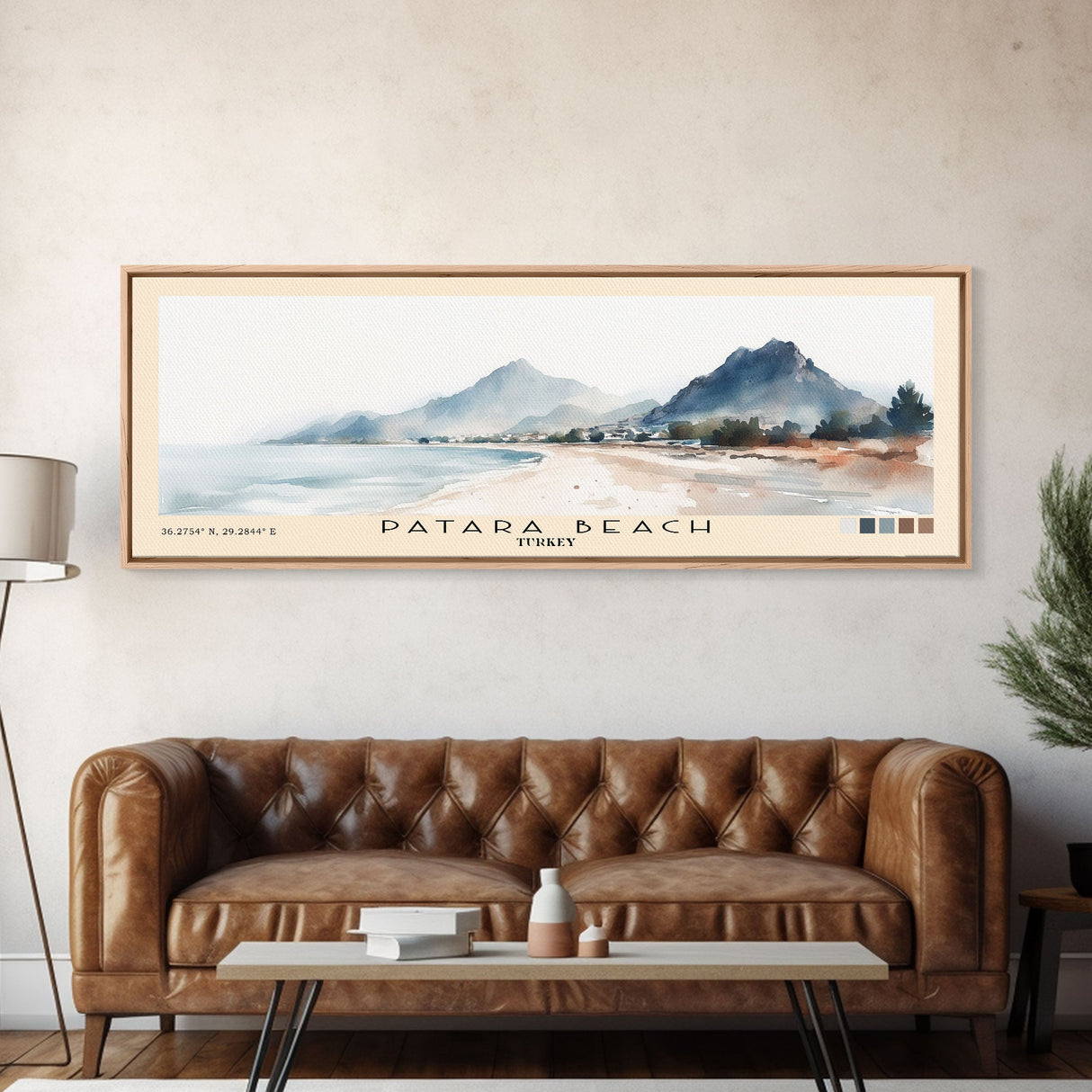 Patara Beach, Turkey Watercolor Print, Vacation Gift, Turkey Wall Art, Beach Painting, Beach Decor, Large Wall Art, Wood Frame Art