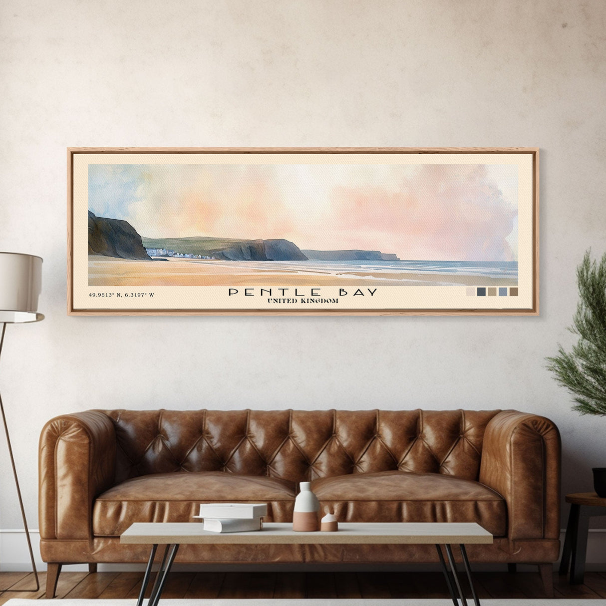 Pentle Bay, United Kingdom Watercolor Beach Print, Vacation Gift, United Kingdom Wall Art, Beach Painting, Beach Decor, Beach Painting