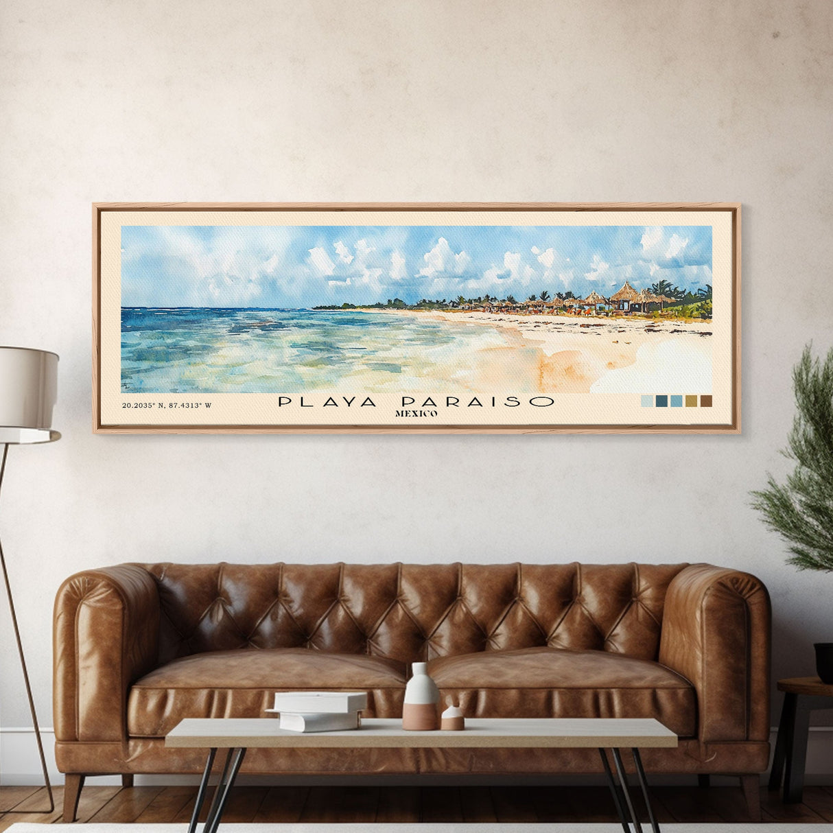 Playa Paraiso, Mexico Watercolor Beach Print, Vacation Gift, Mexico Wall Art, Beach Painting, Beach Decor, Beach Painting