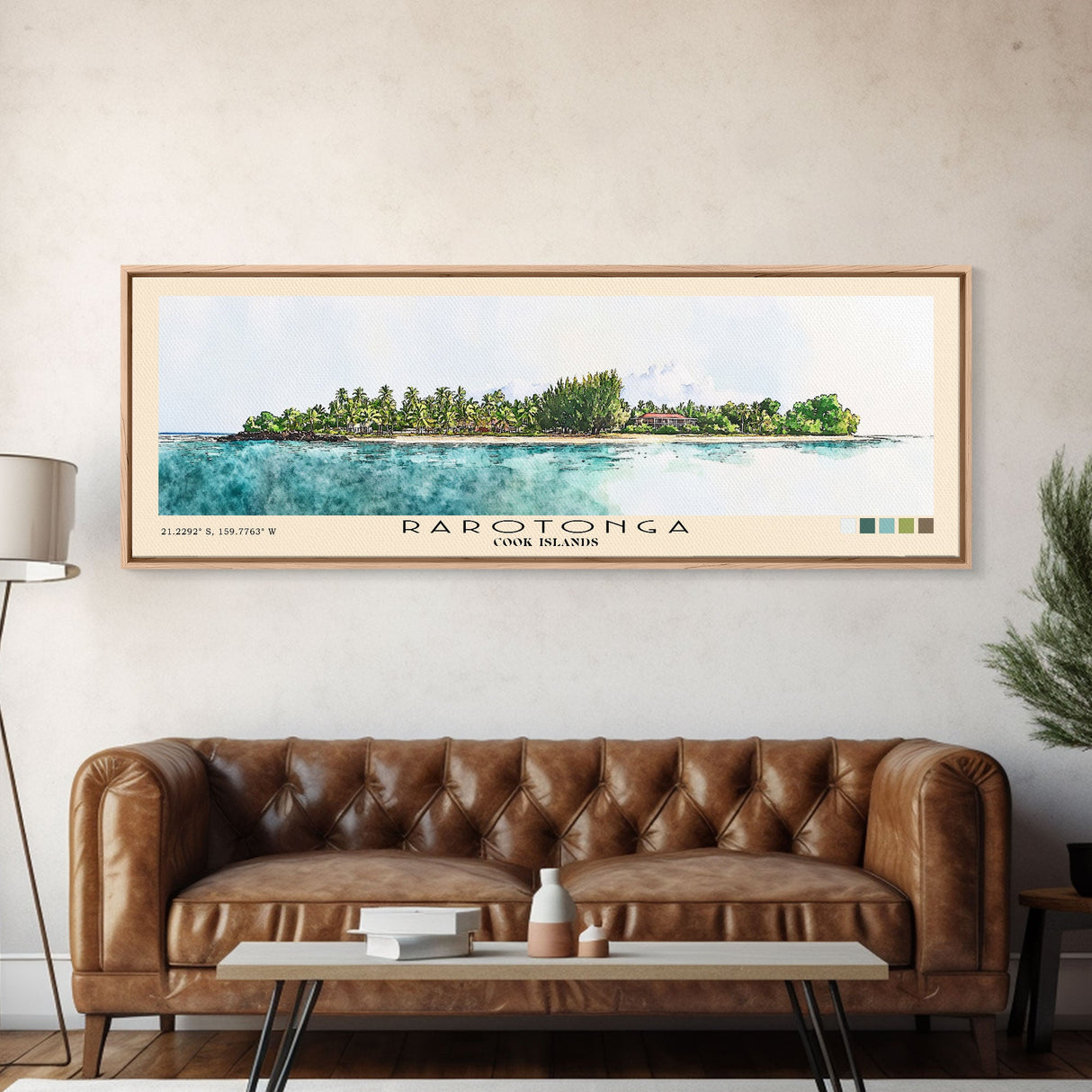 Rarotonga, Cook Islands Watercolor Beach Print, Vacation Gift, Cook Islands Wall Art, Framed Canvas Print, Framed Beach Painting