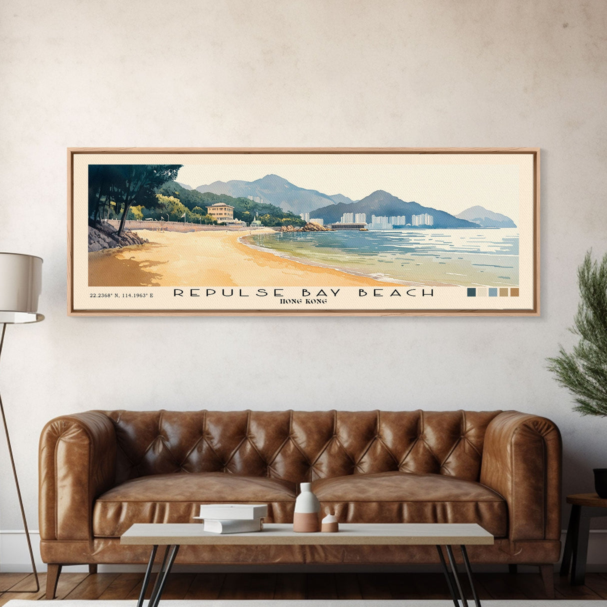 Repulse Bay Beach, Hong Kong Watercolor Beach Print, Vacation Gift, Hong Kong Wall Art, Beach Painting, Beach Decor, Beach Painting