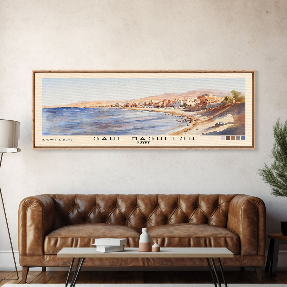 Sahl Hasheesh, Egypt Watercolor Beach Print, Vacation Gift, Egypt Wall Art, Framed Canvas Print, Framed Beach Painting