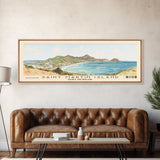 Saint Martin Island, France and Holland Watercolor Beach Print, Vacation Gift, France and Holland Wall Art, Framed Canvas Print, Framed Beach Painting