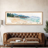 Shek O Beach, Hong Kong Watercolor Print, Vacation Gift, Hong Kong Wall Art, Beach Painting, Beach Decor, Large Wall Art, Wood Frame Art