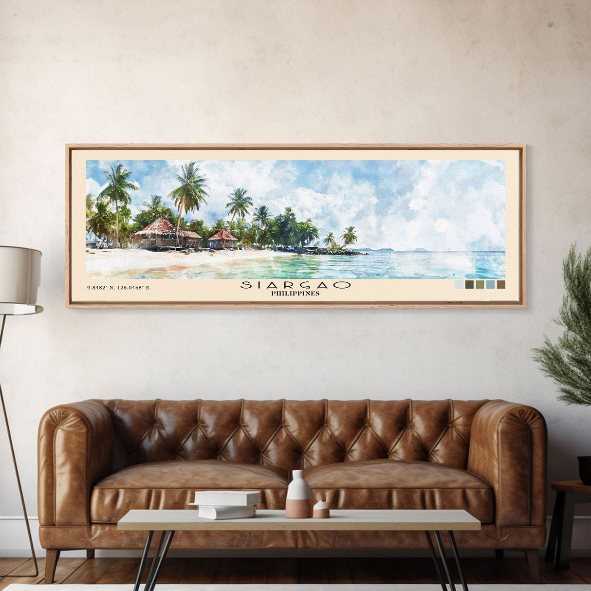 Siargao, Philippines Watercolor Print, Vacation Gift, Philippines Wall Art, Beach Painting, Beach Decor, Large Wall Art, Wood Frame Art