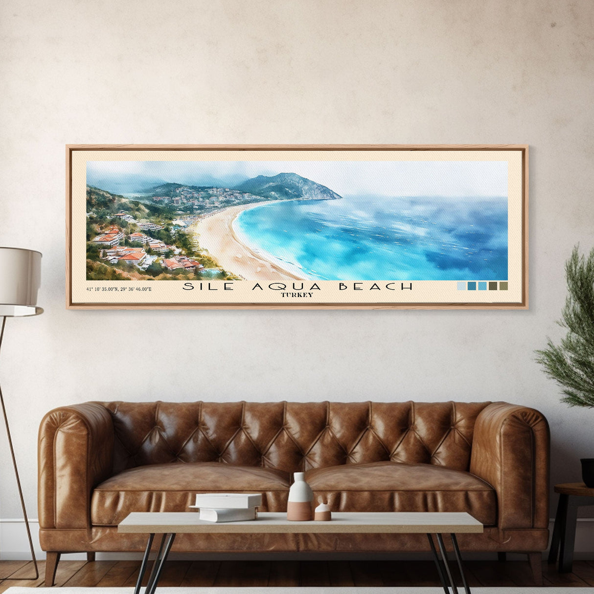 Sile Aqua Beach, Turkey Watercolor Beach Print, Vacation Gift, Turkey Wall Art, Beach Painting, Beach Decor, Beach Painting