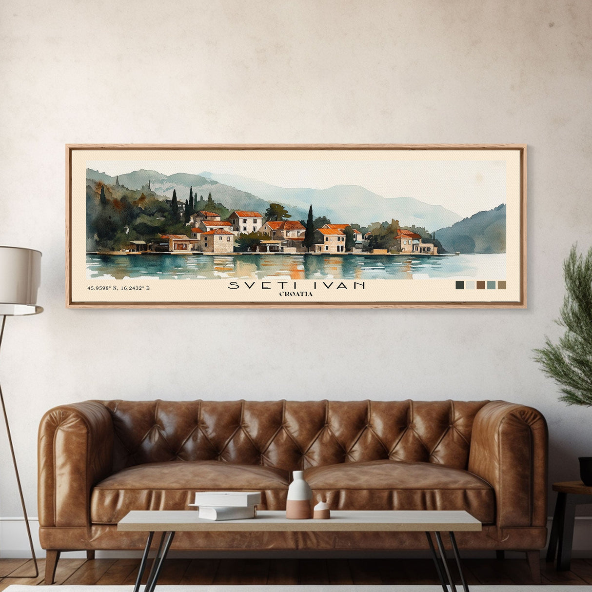 Sveti Ivan , Croatia Watercolor Beach Print, Vacation Gift, Croatia Wall Art, Framed Canvas Print, Framed Beach Painting