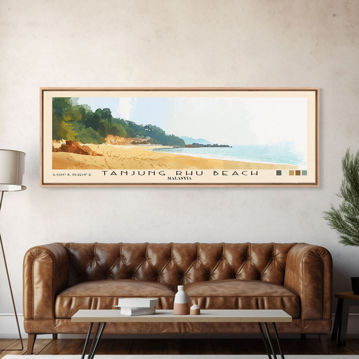 Tanjung Rhu Beach, Malasyia Watercolor Beach Print, Vacation Gift, Malasyia Wall Art, Framed Canvas Print, Framed Beach Painting