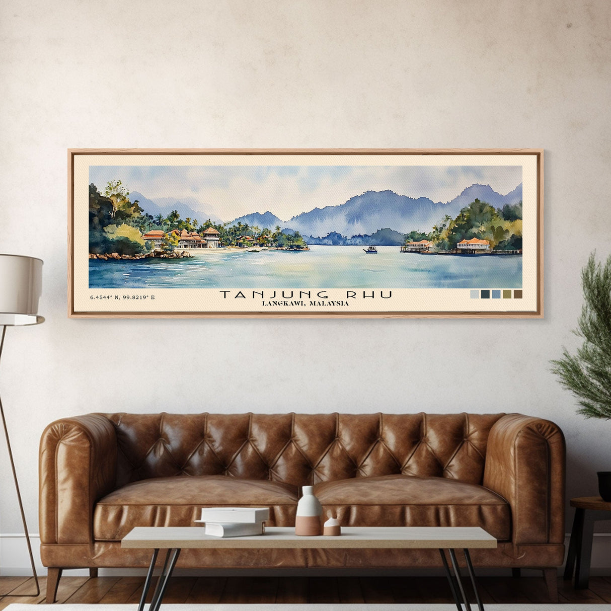 Tanjung Rhu, Langkawi, Malaysia Watercolor Print, Vacation Gift, Langkawi, Malaysia Wall Art, Beach Painting, Beach Decor, Large Wall Art, Wood Frame Art