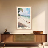 Air Manis Beach, Indonesia Watercolor Beach Print, Vacation Gift, Indonesia Wall Art, Framed Canvas Print, Framed Beach Painting