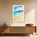 Anse de Grande Saline, St. Barths Watercolor Print, Vacation Gift, St. Barths Wall Art, Beach Painting, Beach Decor, Large Wall Art, Wood Frame Art