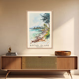 Bintan Island, Indonesia Watercolor Beach Print, Vacation Gift, Indonesia Wall Art, Framed Canvas Print, Framed Beach Painting