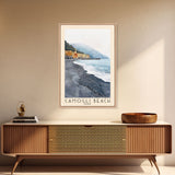 Camogli Beach, Italy Watercolor Beach Print, Vacation Gift, Italy Wall Art, Framed Canvas Print, Framed Beach Painting