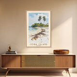 Coiba Island, Panamá Watercolor Beach Print, Vacation Gift, Panamá Wall Art, Framed Canvas Print, Framed Beach Painting