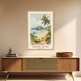 Grand Anse, Grenada Watercolor Beach Print, Vacation Gift, Grenada Wall Art, Framed Canvas Print, Framed Beach Painting