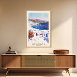 Mykonos, Greece Watercolor Beach Print, Vacation Gift, Greece Wall Art, Beach Painting, Beach Decor, Beach Painting