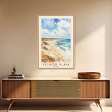 Pechón Playa, Spain Watercolor Print, Vacation Gift, Spain Wall Art, Beach Painting, Beach Decor, Large Wall Art, Wood Frame Art