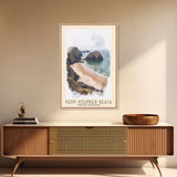 Pedn Vounder Beach, United Kingdom Watercolor Beach Print, Vacation Gift, United Kingdom Wall Art, Framed Canvas Print, Framed Beach Painting