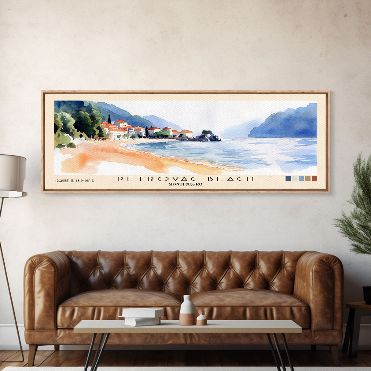 Petrovac Beach, Montenegro Watercolor Beach Print, Vacation Gift, Montenegro Wall Art, Beach Painting, Beach Decor, Beach Painting