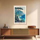 Reunion Island, France Watercolor Beach Print, Vacation Gift, France Wall Art, Framed Canvas Print, Framed Beach Painting