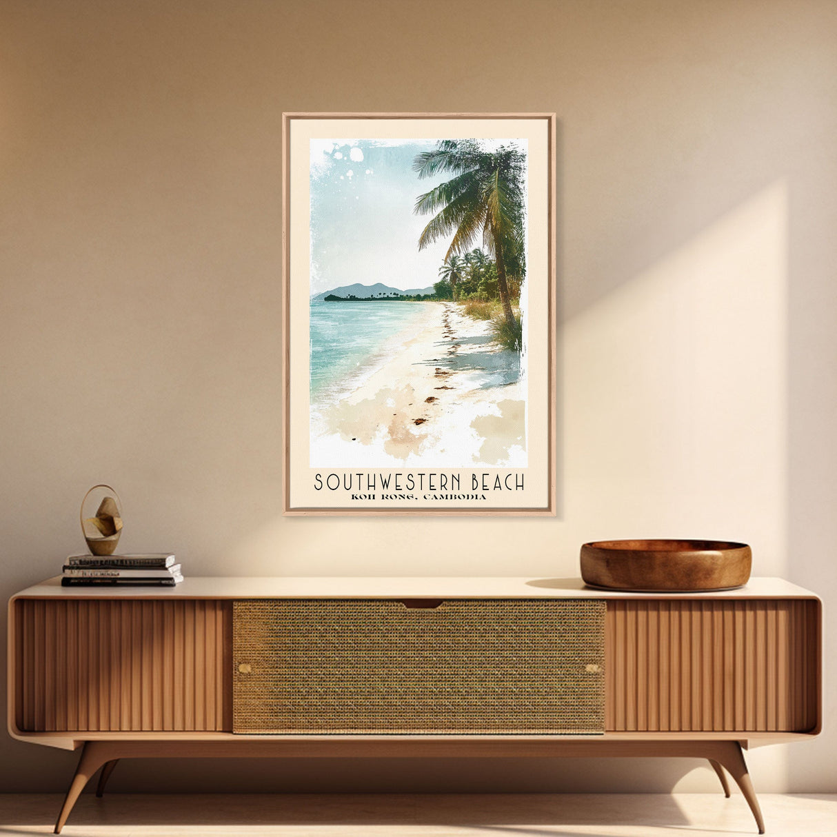 Southwestern Beach, Koh Rong, Cambodia Watercolor Beach Print, Vacation Gift, Koh Rong, Cambodia Wall Art, Beach Painting, Beach Decor, Beach Painting